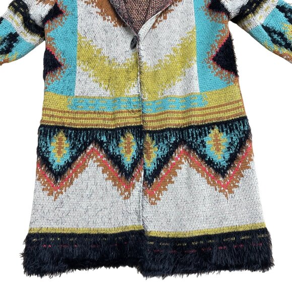 MAXSPORT SWEATER CARDIGAN AZTEC TRIBAL COLORFUL COZY SIZE S HOODED FALL AUTUMN - Picture 4 of 9